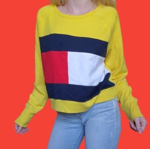 Tommy Hilfiger Unisex Long Sleeve Top Vintage Color Block XL Oversized Baggy